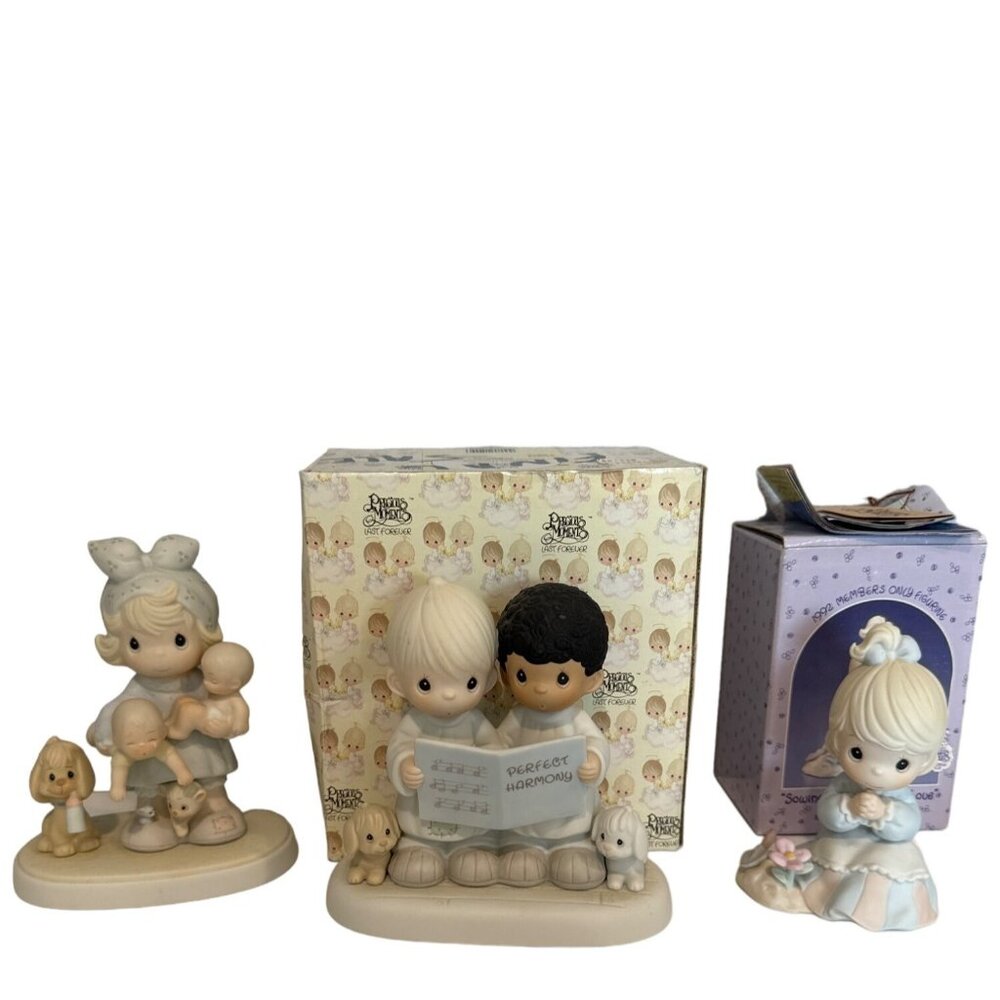 Precious Moments LOT OF 3 Joy of the Lord Perfect Harmony Sowing Seeds of Love